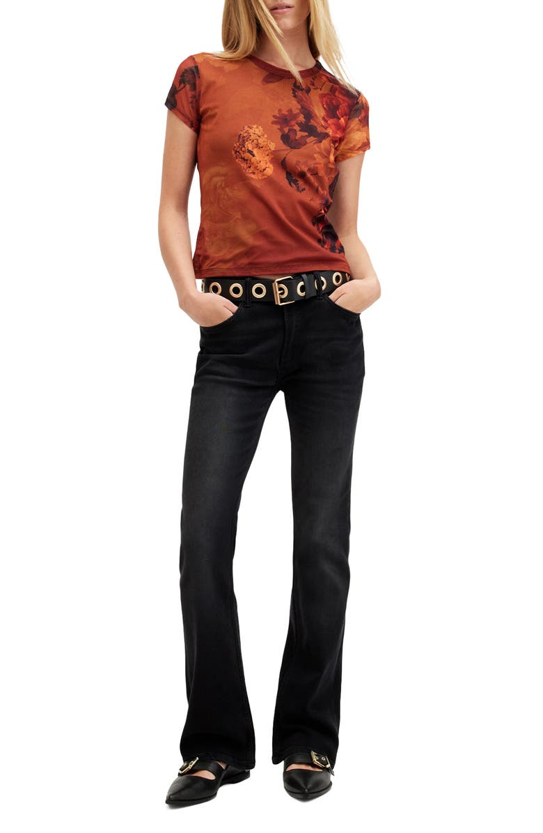 AllSaints Ellie Floral Print Mesh T-Shirt, Alternate, color, 