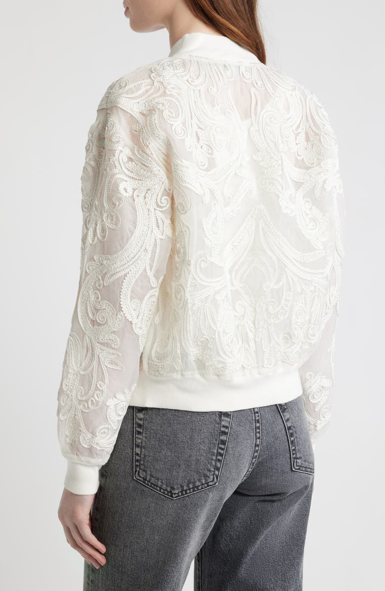 AllSaints Jade Embroidered Bomber Jacket, Alternate, color, White
