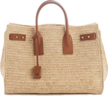 Saint Laurent Medium Sac de Jour Raffia Top Handle Bag