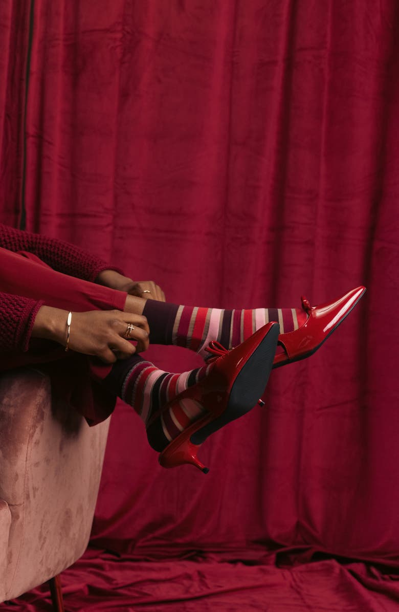 K Bell Socks Assorted 2-Pack Sheer Stripe Crew Socks, Alternate, color, Red Multi