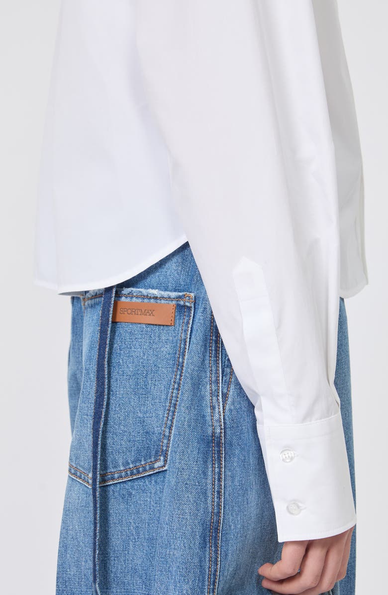 SPORTMAX Boxy Cotton Poplin Button-Up Shirt, Alternate, color, Optical White