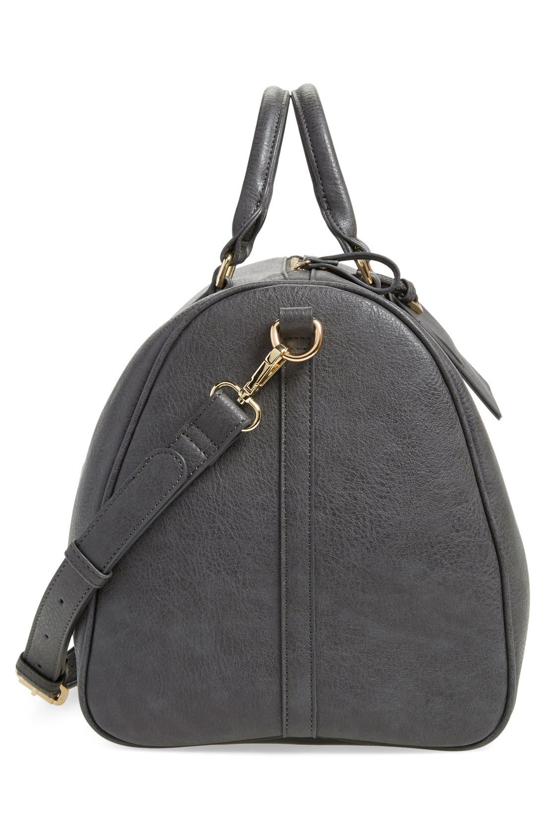 Cassidy Faux Leather Duffle Bag, Alternate, color, GREY FORGED