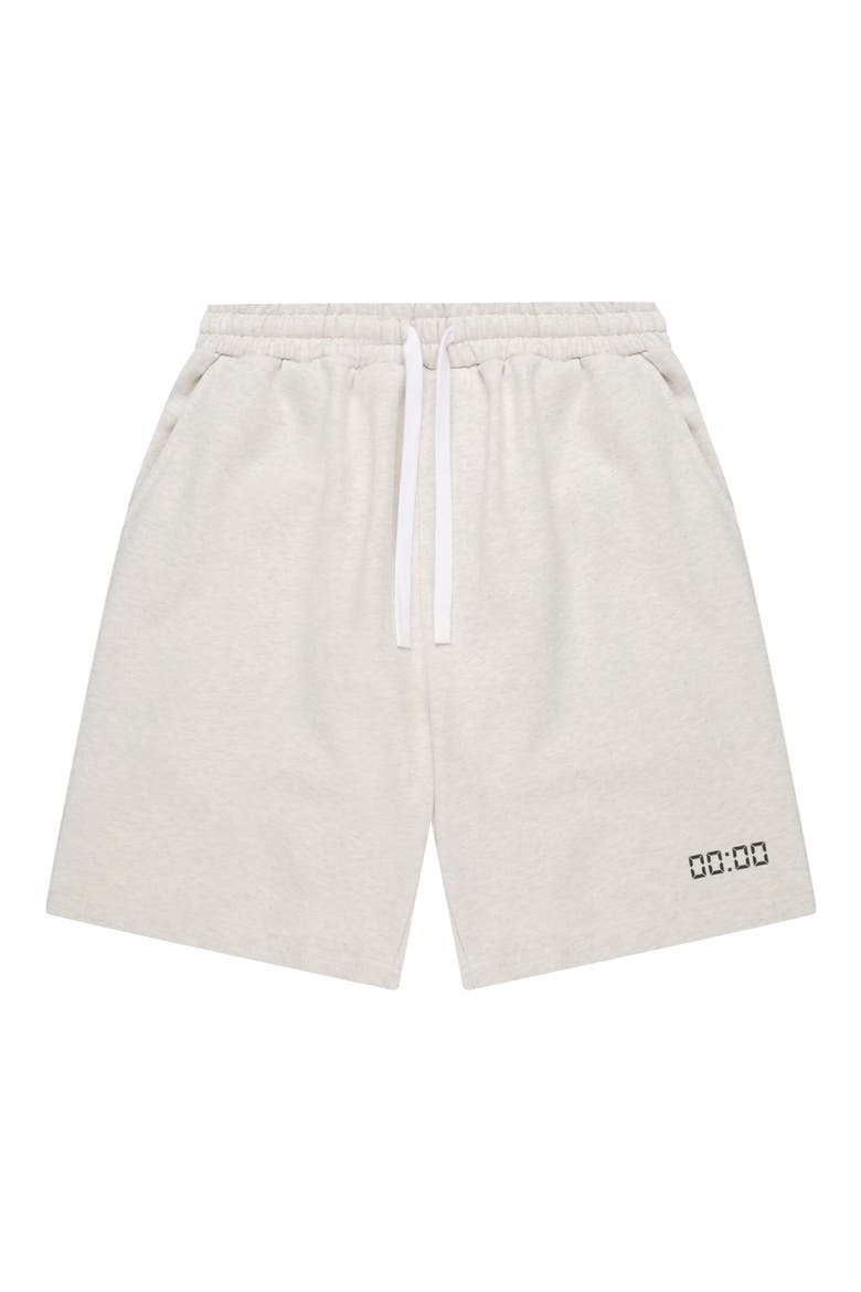 The 00:00 Essentials Fleece Track Shorts, Alternate, color, WHITE MARL