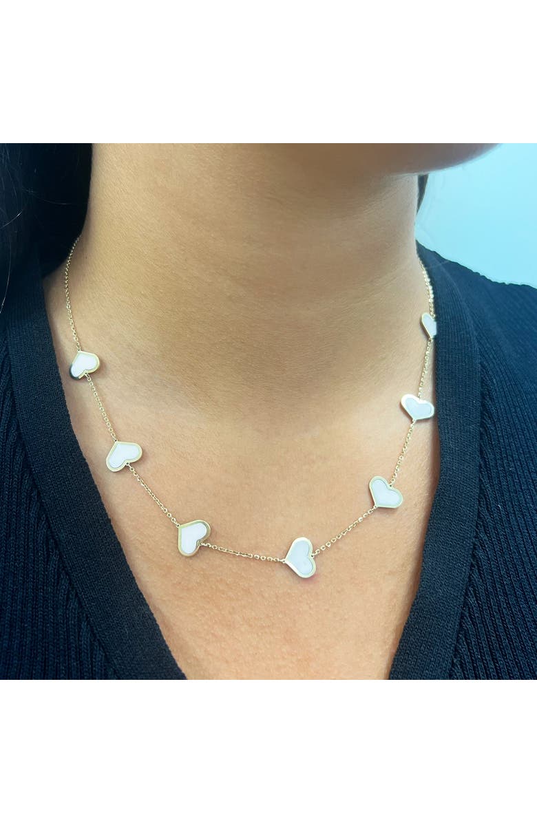 The Lovery Fine Jewelry Large Mother of Pearl Heart Station Necklace, Alternate, color, Mother Of Pearl