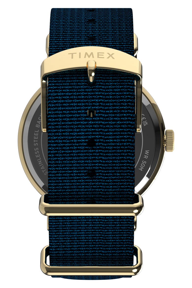 Harry Potter x Timex Weekender Butterbeer 40mm Fabric Strap Watch, Alternate, color, BLUE/ GOLD-TONE