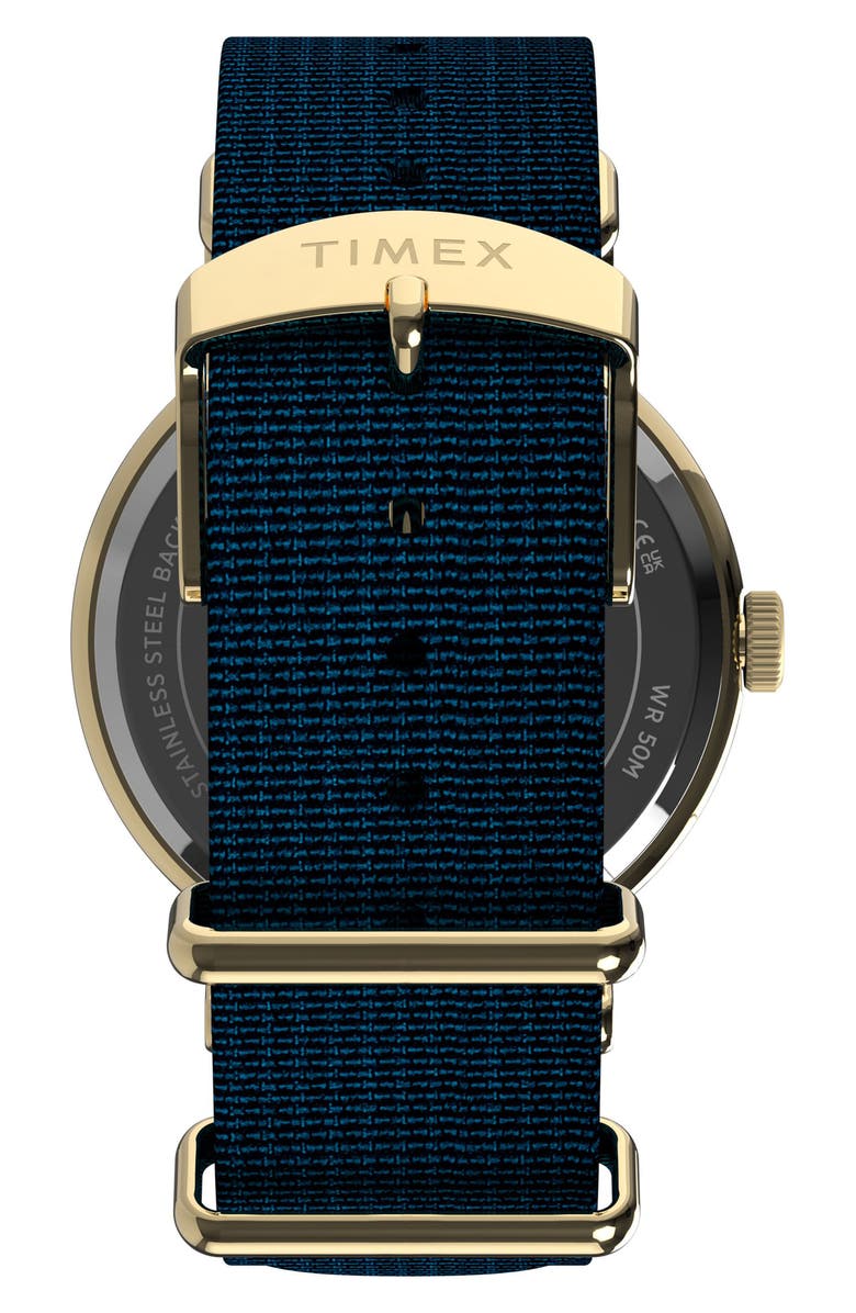 Timex<sup>®</sup> Harry Potter x Timex Weekender Butterbeer 40mm Fabric Strap Watch, Alternate, color, Blue/ Gold-Tone