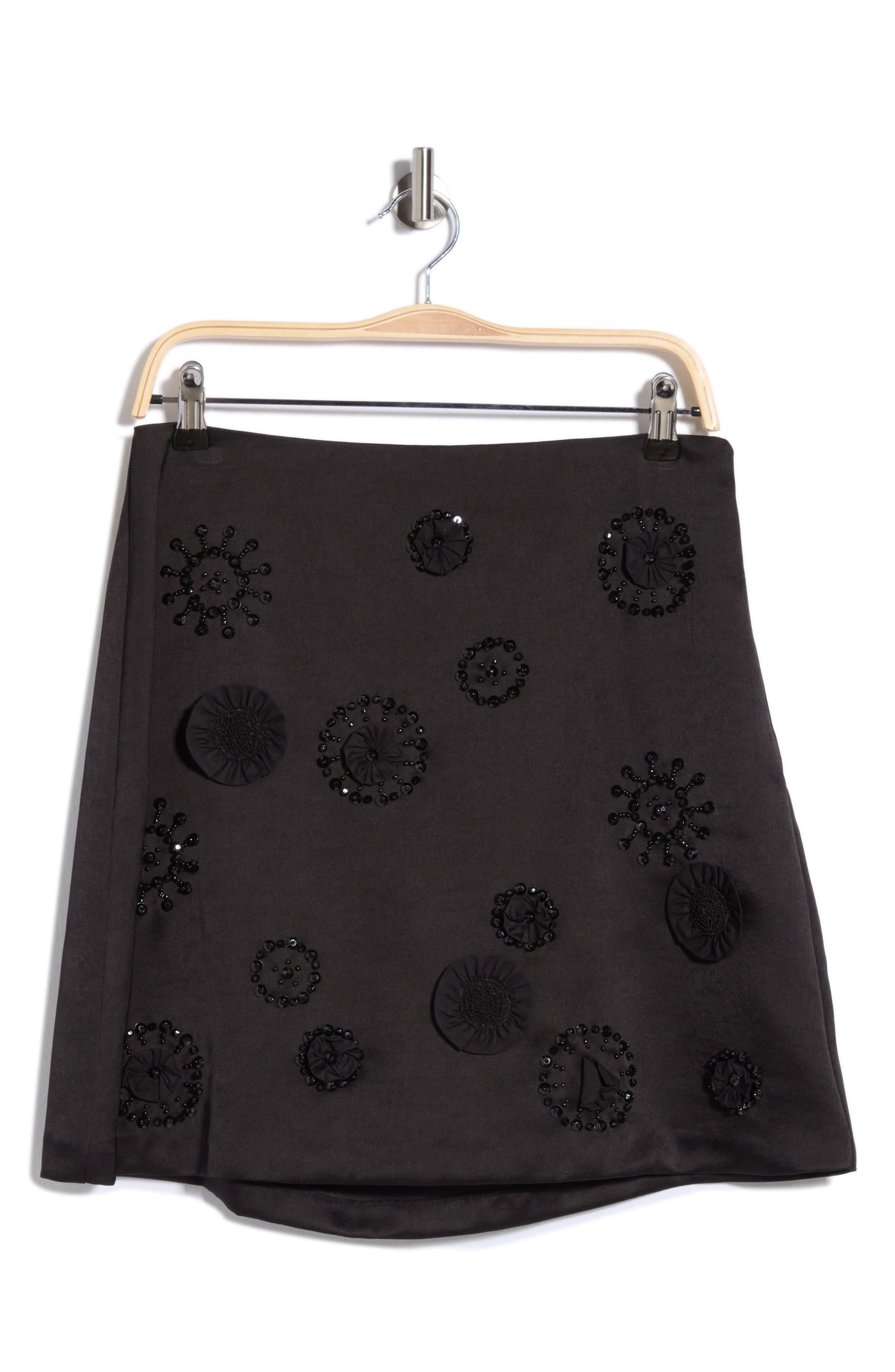 Abrielle Beaded Satin Miniskirt