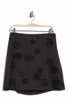 Abrielle Beaded Satin Miniskirt