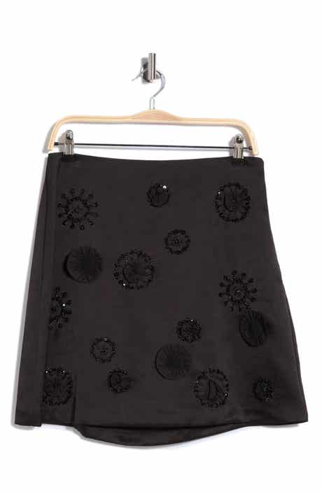 Abrielle Beaded Satin Miniskirt