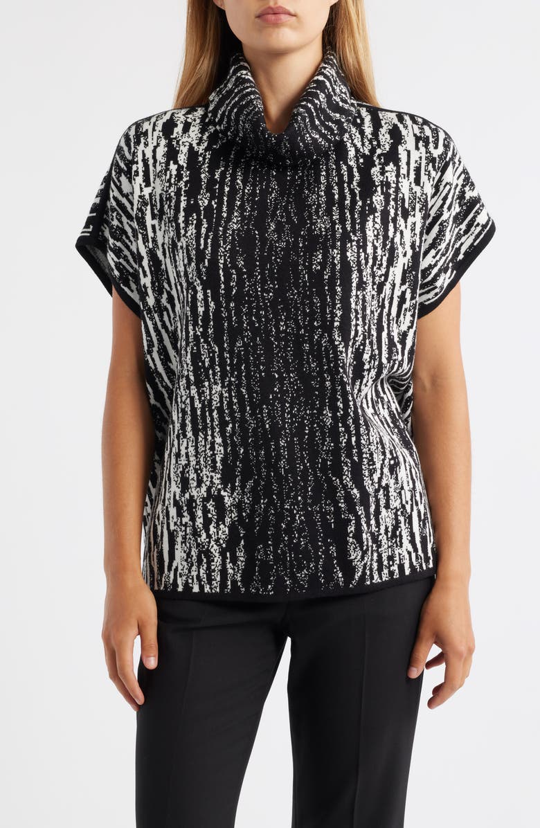 Anne Klein Animal Stripe Short Sleeve Tunic Sweater, Main, color, 