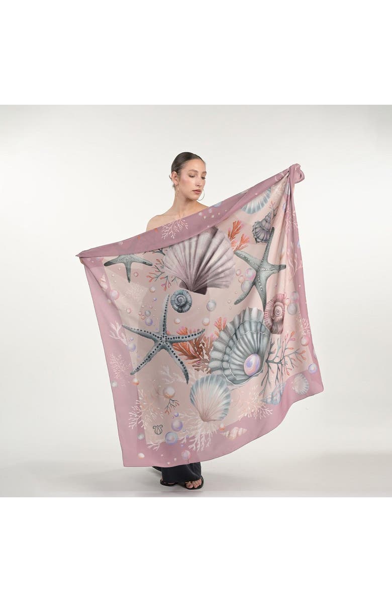 Silk&Soul Shells And Pearls Scarf, Alternate, color, Peach