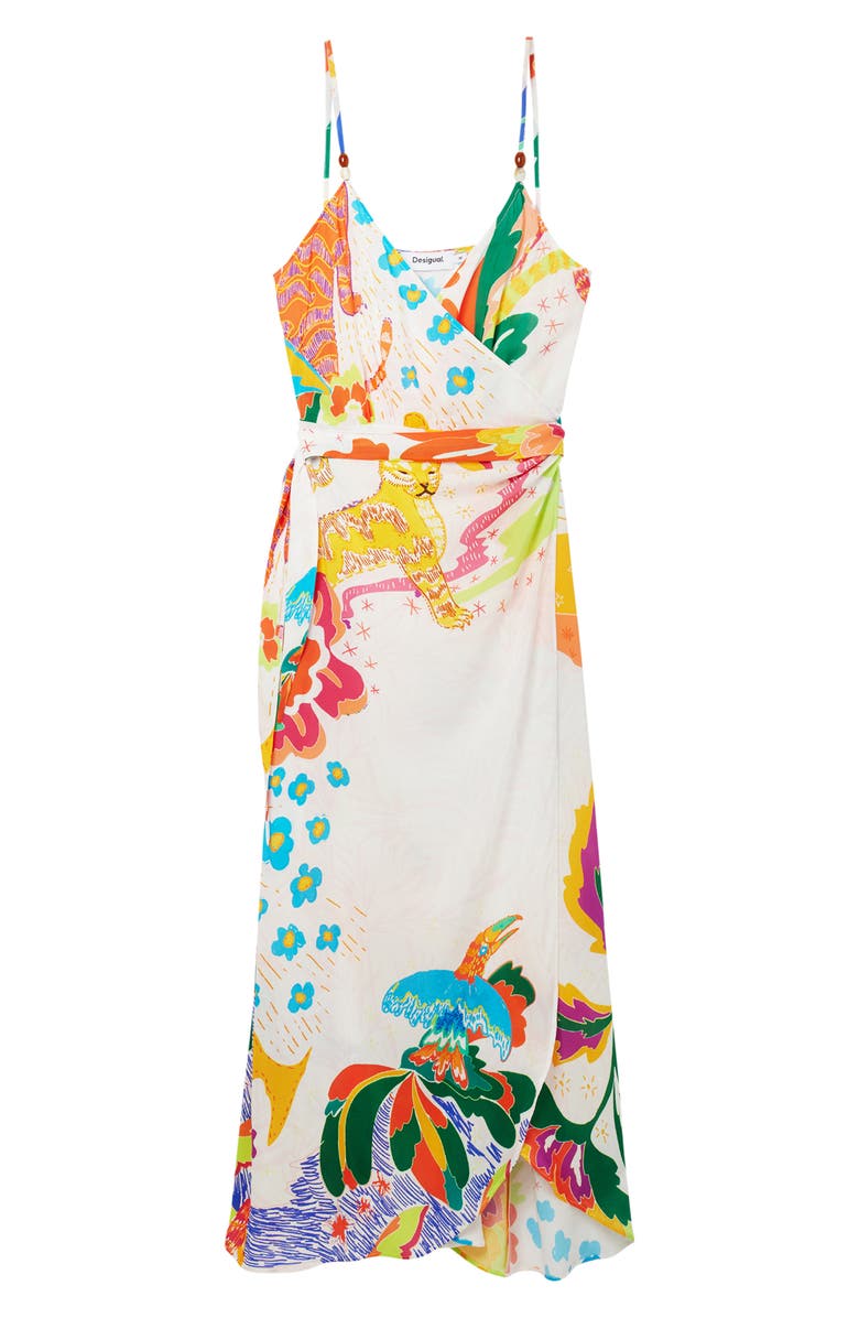 Desigual Jungle Design Wrap Midi Dress, Alternate, color,