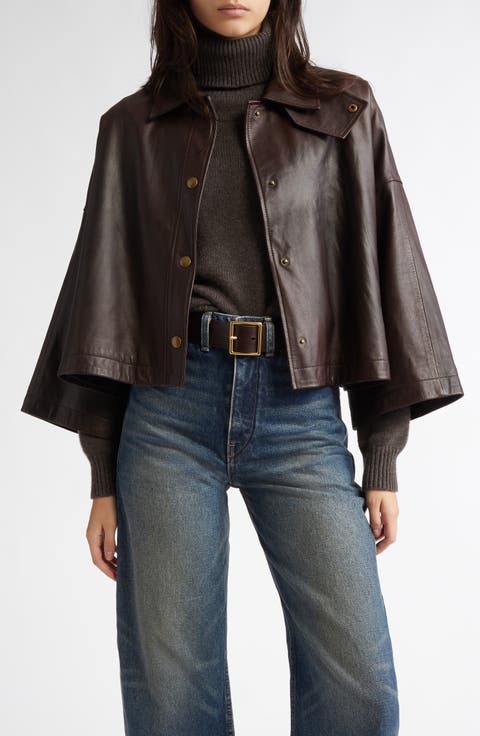 Ines Cape Leather Jacket