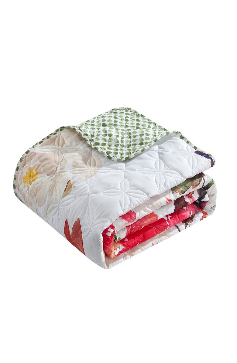 CHIC Ovilos Watercolor Floral Print With Geometric Leaf Pattern On The Reverse King, Quilt Set, Multi Color, 4-Piece, Main, color, 