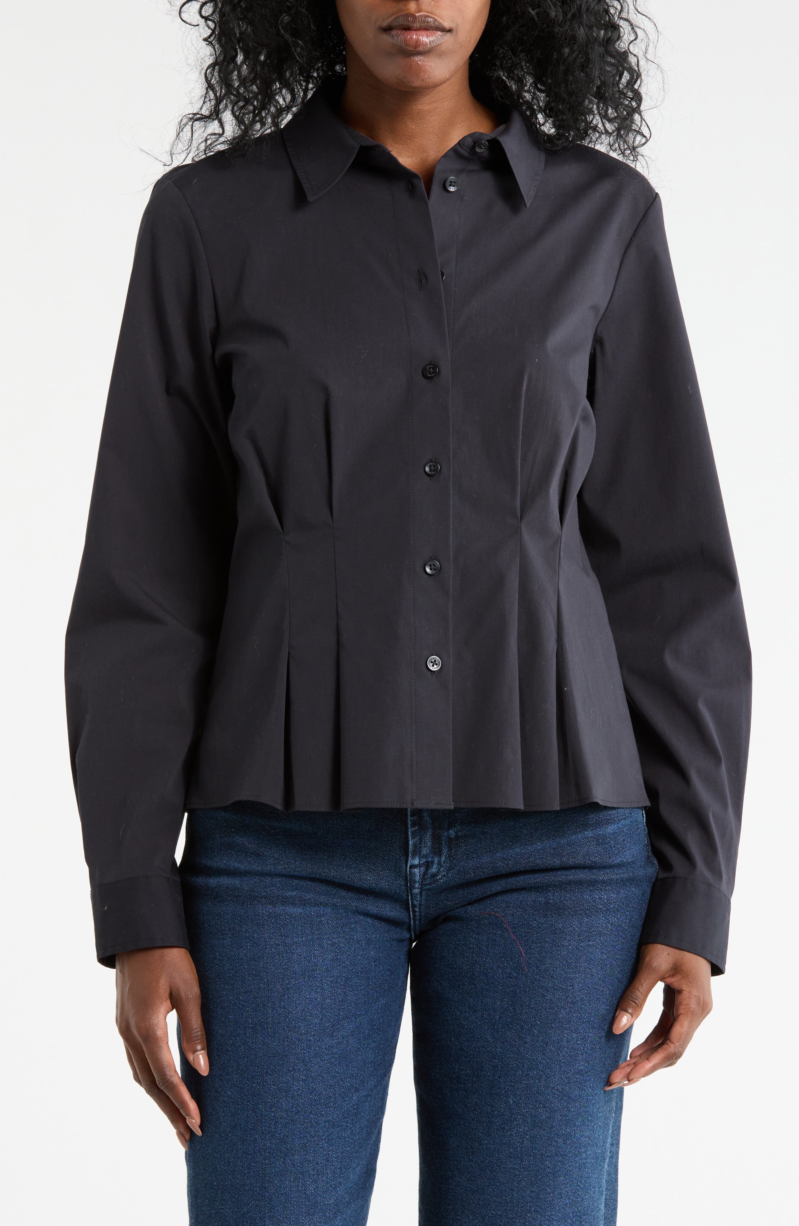 DKNY Long Sleeve Cotton Poplin Button-Up Shirt