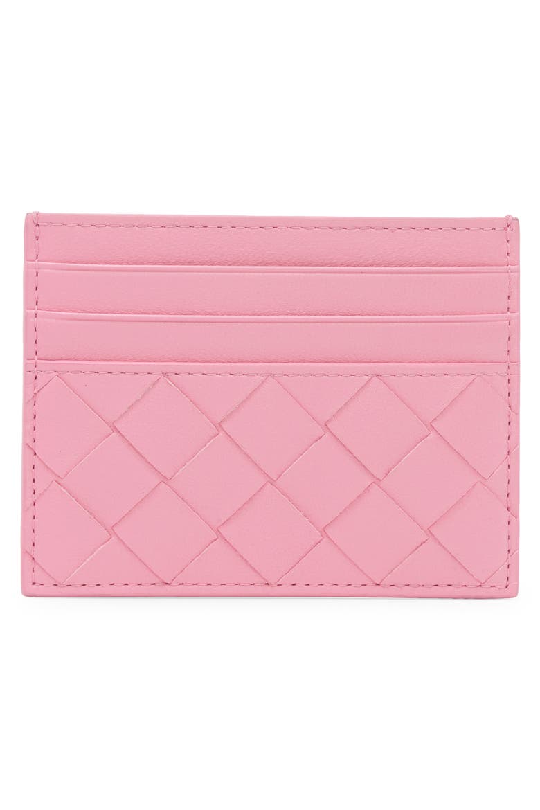 Intrecciato Leather Card Case, Alternate, color, RIBBON/ GOLD