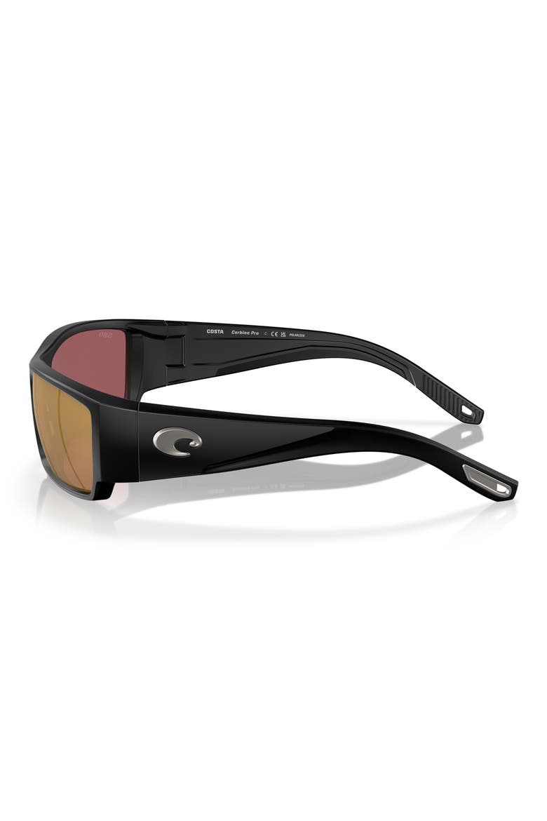 Corbina Pro 61mm Polarized Rectangular Sunglasses, Alternate, color, MATTE BLACK/ GOLD MIRROR