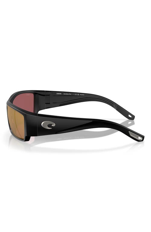 Costa Del Mar Corbina Pro 61mm Polarized Rectangular Sunglasses In Matte Black/gold Mirror