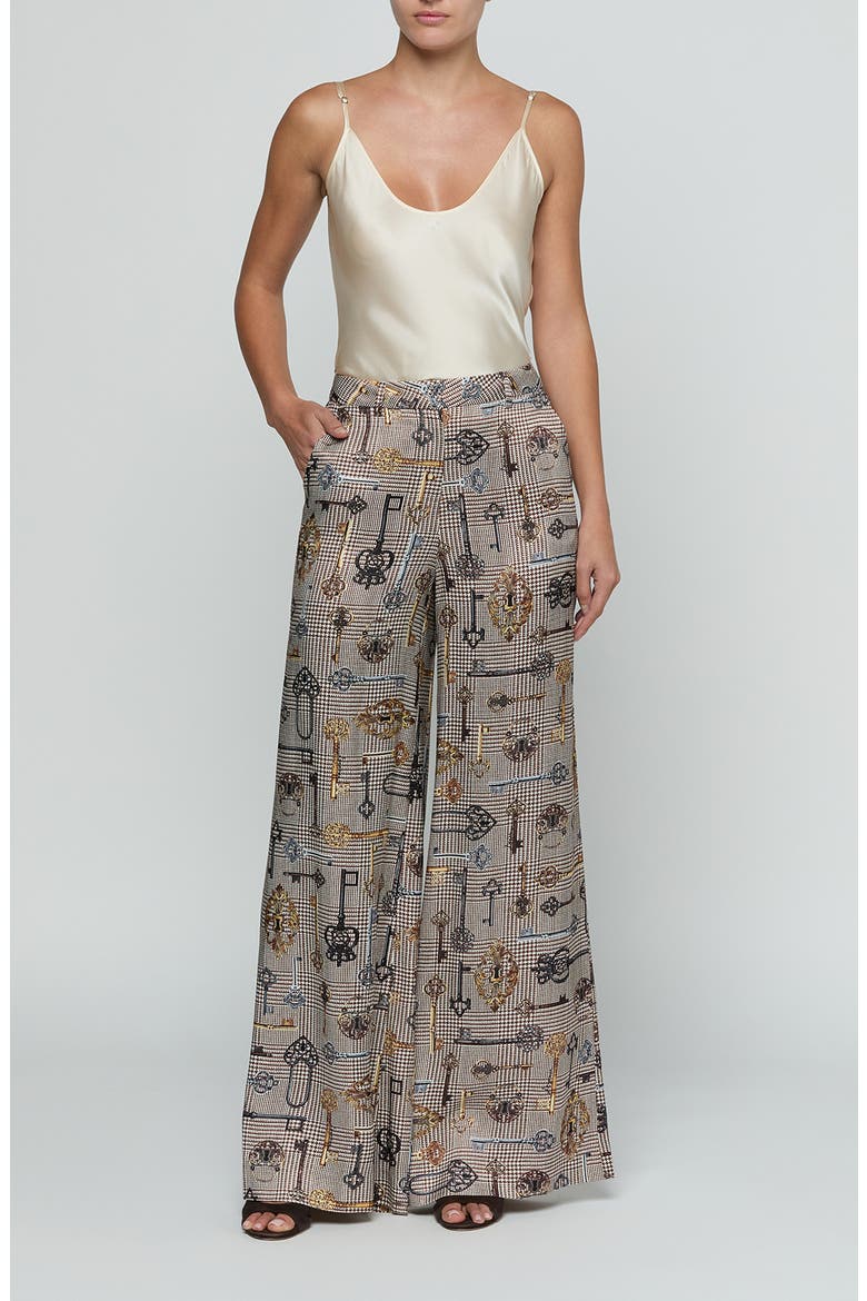 Pilar Houndstooth Key Wide Leg Pants, Alternate, color, BROWN HOUNDSTOOTH KEY