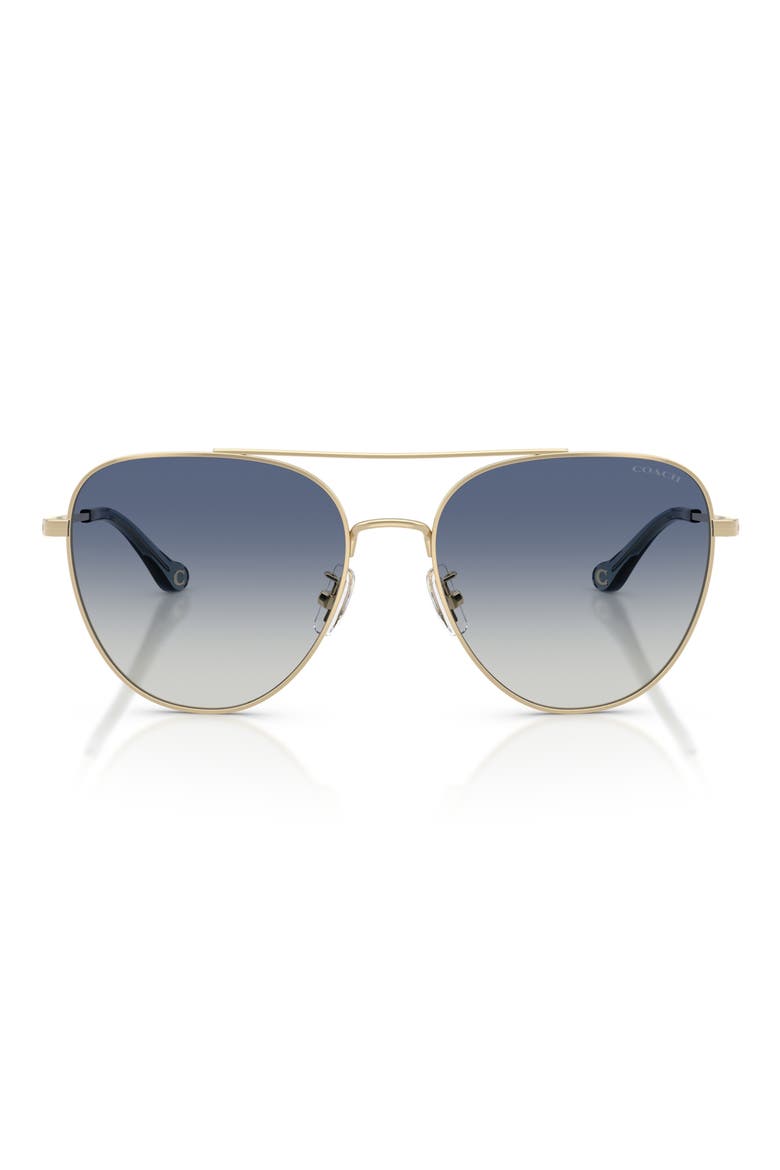56mm Gradient Pilot Sunglasses, Main, color, LIGHT GOLD / BLUE GRADIENT