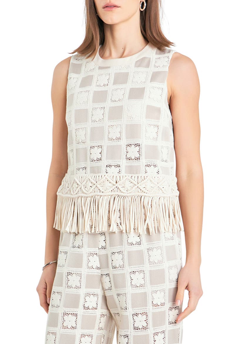 Crochet Lace Patchwork Tank, Alternate, color, BEIGE MULTI