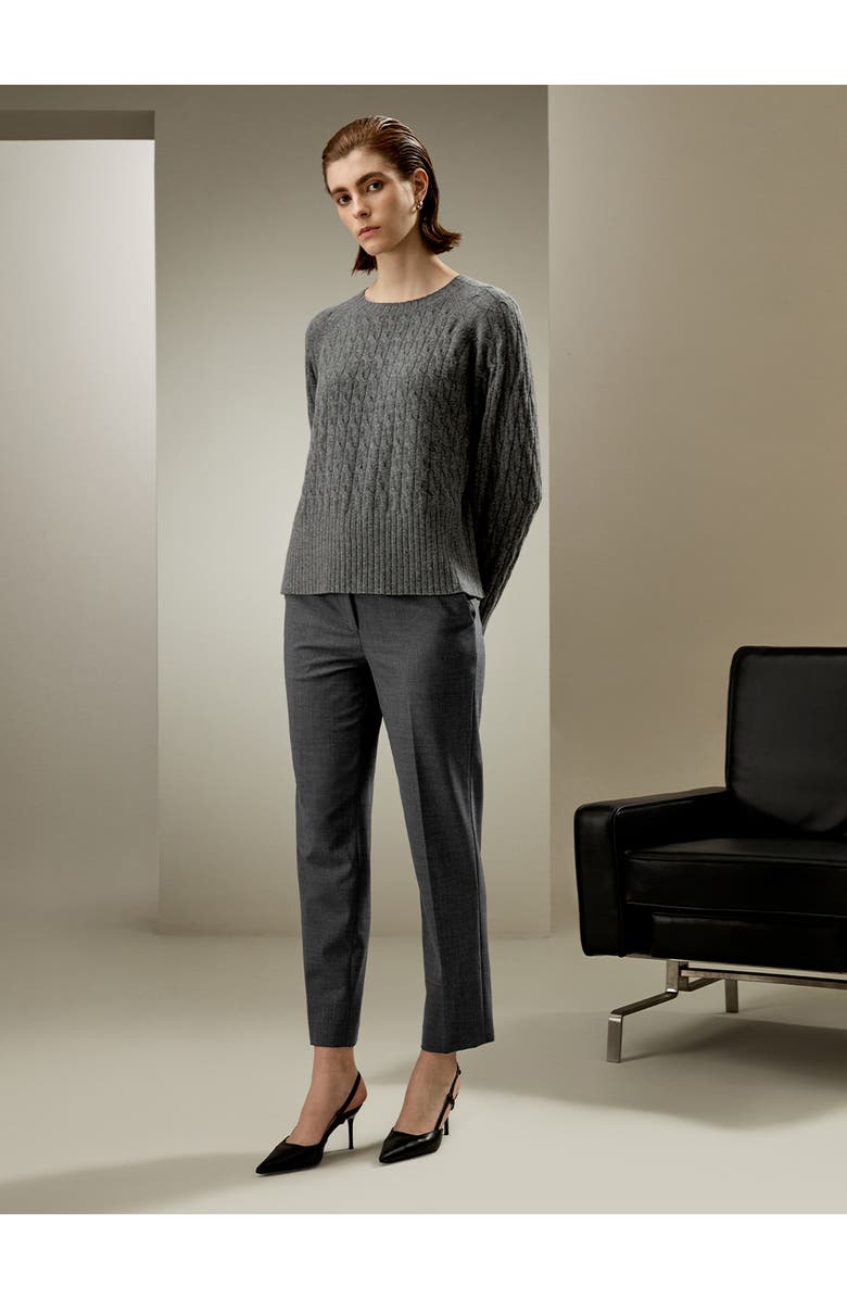 Lilysilk Women's Baby Cashmere Cable-knit Sweater, Alternate, color, Medium Gray