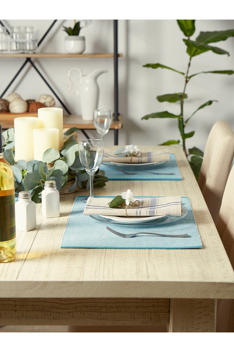 Chambray Fine Ribbed Placemat Set/6, Alternate, color, Storm Blue