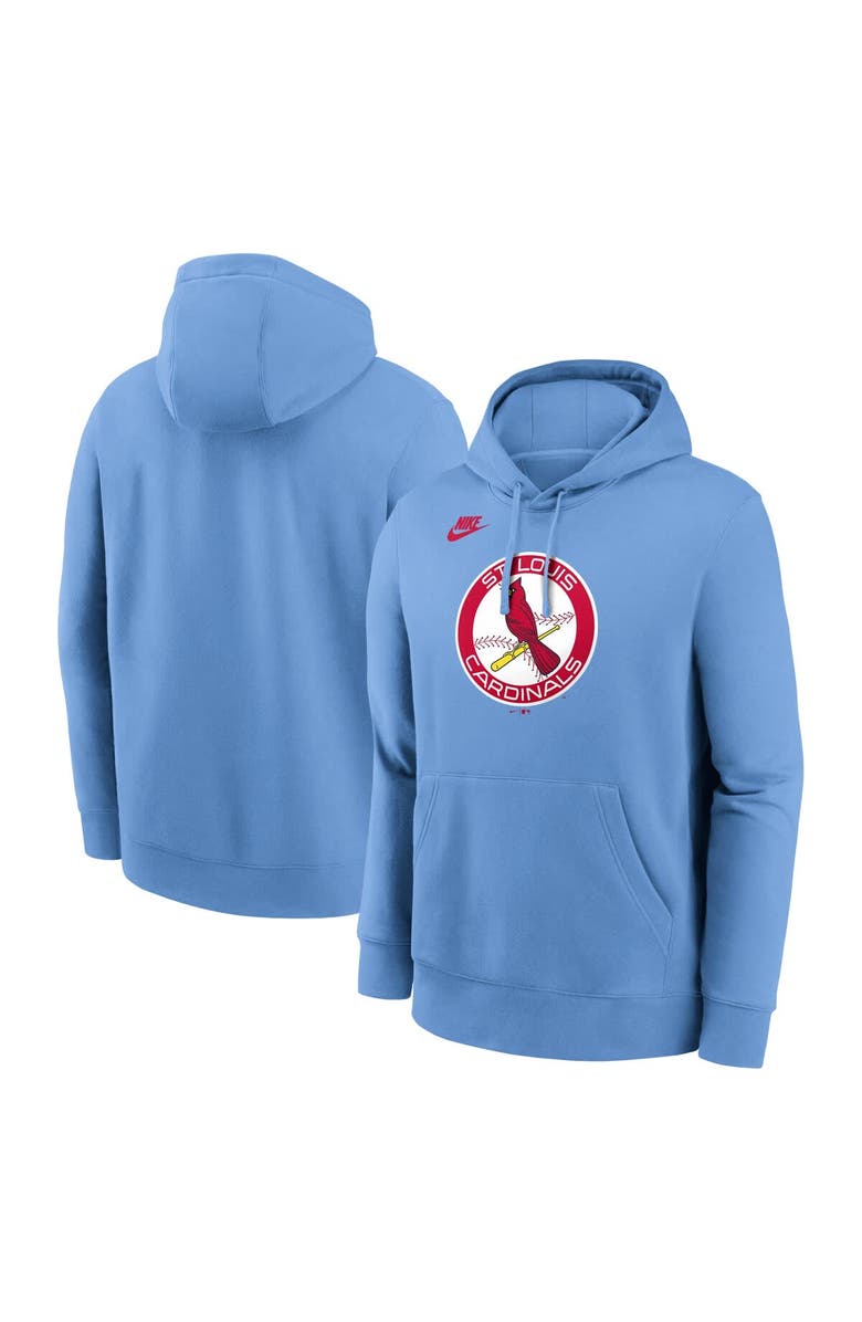 Nike Men's Nike Light Blue St. Louis Cardinals Cooperstown Collection Logo Club Pullover Hoodie, Main, color, 