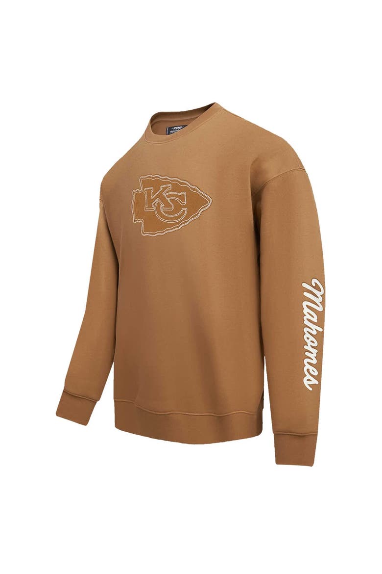Men's Pro Standard Patrick Mahomes Brown Kansas City Chiefs Pullover Crewneck Sweatshirt, Alternate, color, Brown