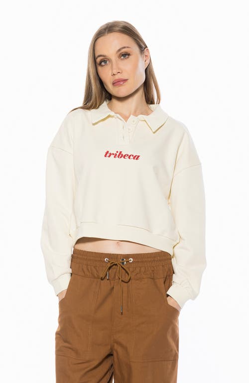 Alexia Admor Kario Crop Polo Sweatshirt In White
