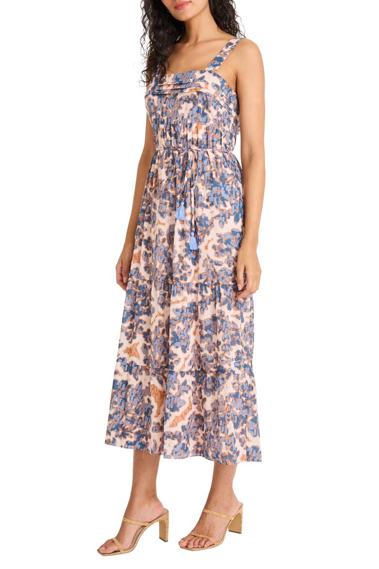 Floral Print Sleeveless Dress, Alternate, color, NAVY/ MOCHA