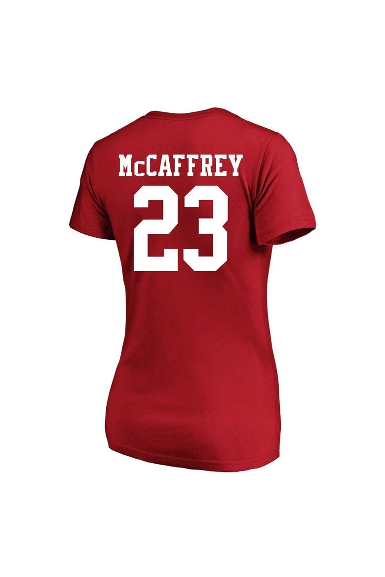 Women's Christian McCaffrey Scarlet San Francisco 49ers Plus Size Fair Catch Name & Number V-Neck T-Shirt, Alternate, color, Scarlet