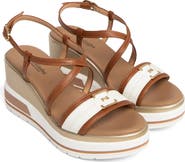 NeroGiardini Logo Plate Platform Wedge Sandal