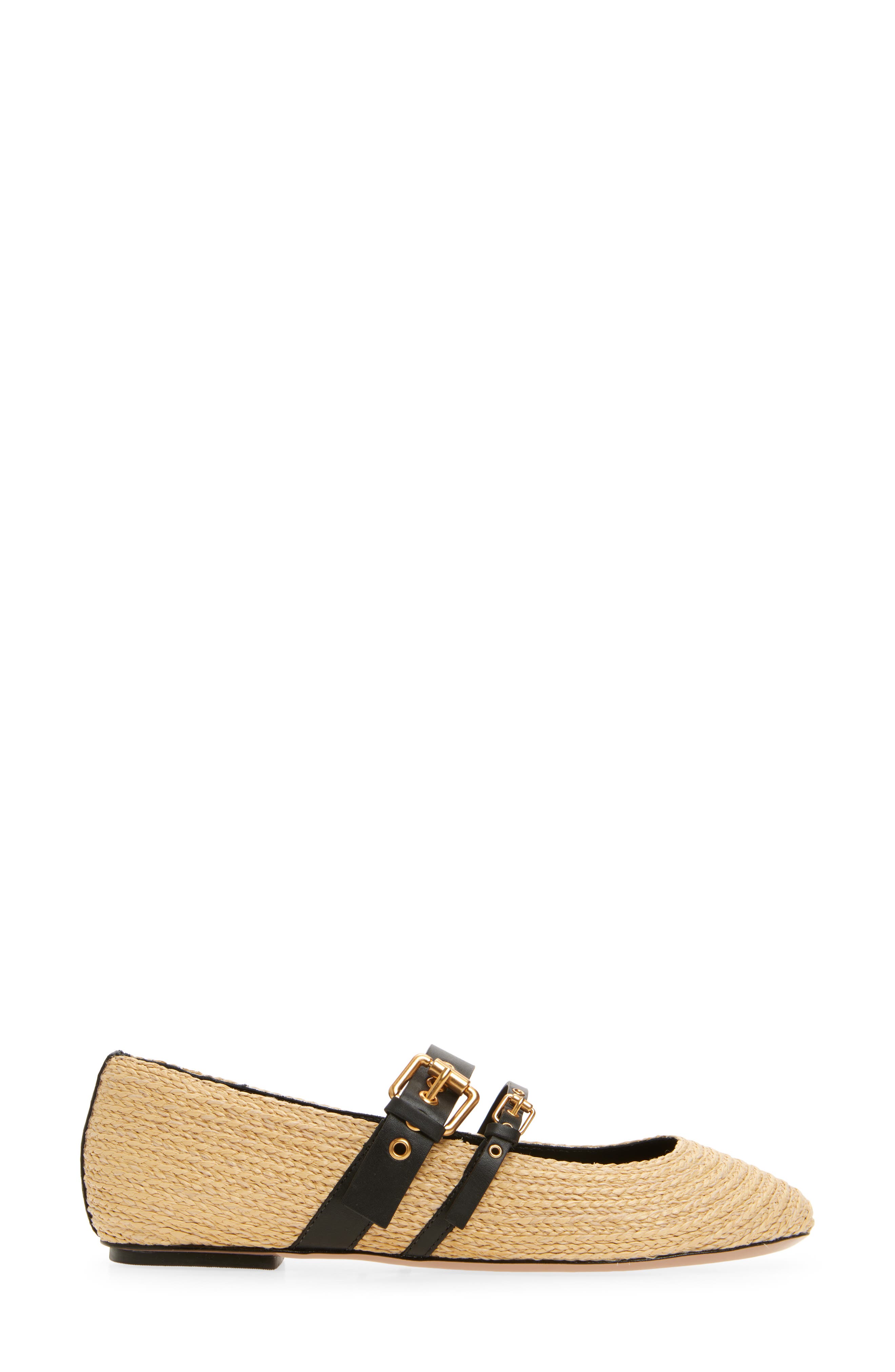 FARM Rio Raffia Ballet Flat, Alternate, color, Black And Natural