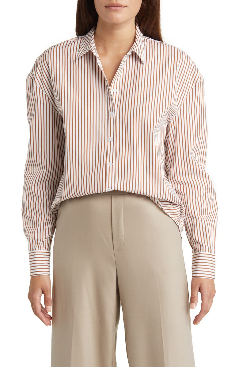 Nordstrom Stripe Oversize Cotton Poplin Shirt, Main, color,