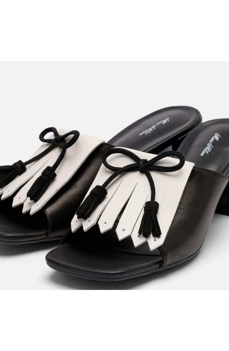 MARC NOLAN Sienna Calf Leather Tassel Block Heel Mules, Alternate, color, Black/White