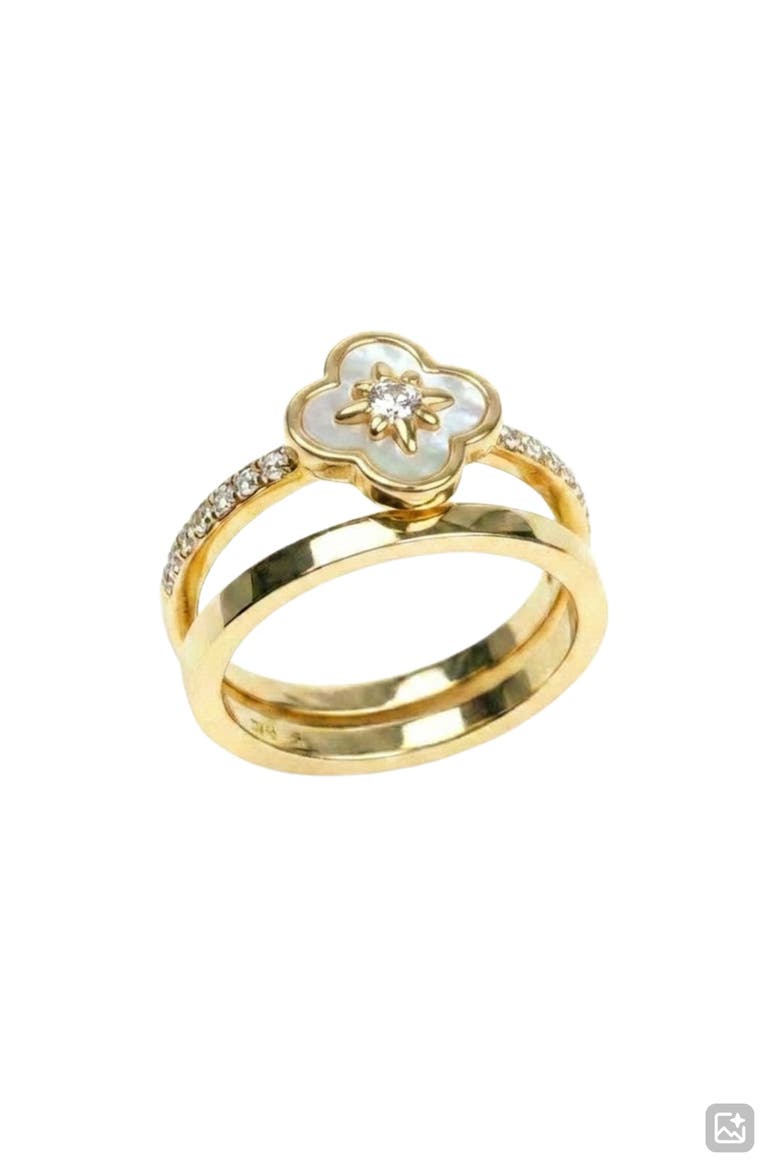 Mother of Pearl Inlay Ring Set, Main, color, WHITE/ CLEAR/ GOLD