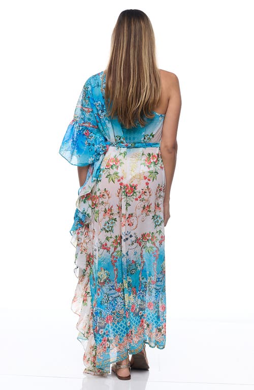 Ranee's Ranees One-shoulder Ruffle Dress In Blue