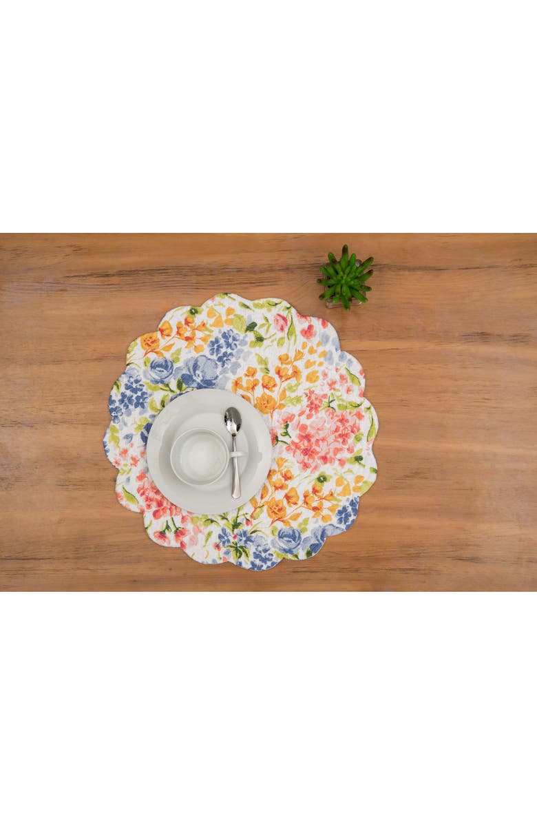 C&F Home Florian Watercolor Botanical Round 100% Cotton Set of 6 Placemats 17", Alternate, color, Orange