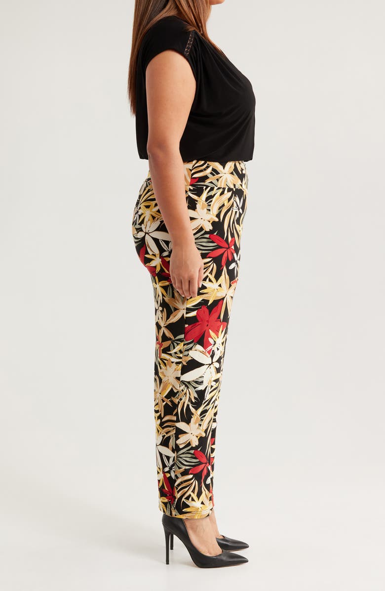 Anne Klein Floral High Waist Pull-On Wide Leg Pants, Alternate, color, 