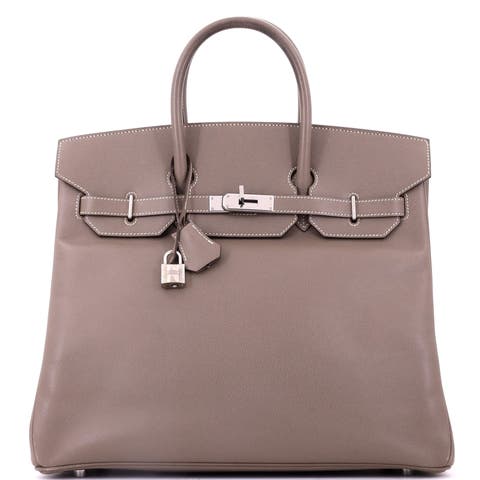 HAC Birkin Bag Grey Epsom with Palladium Hardware 36