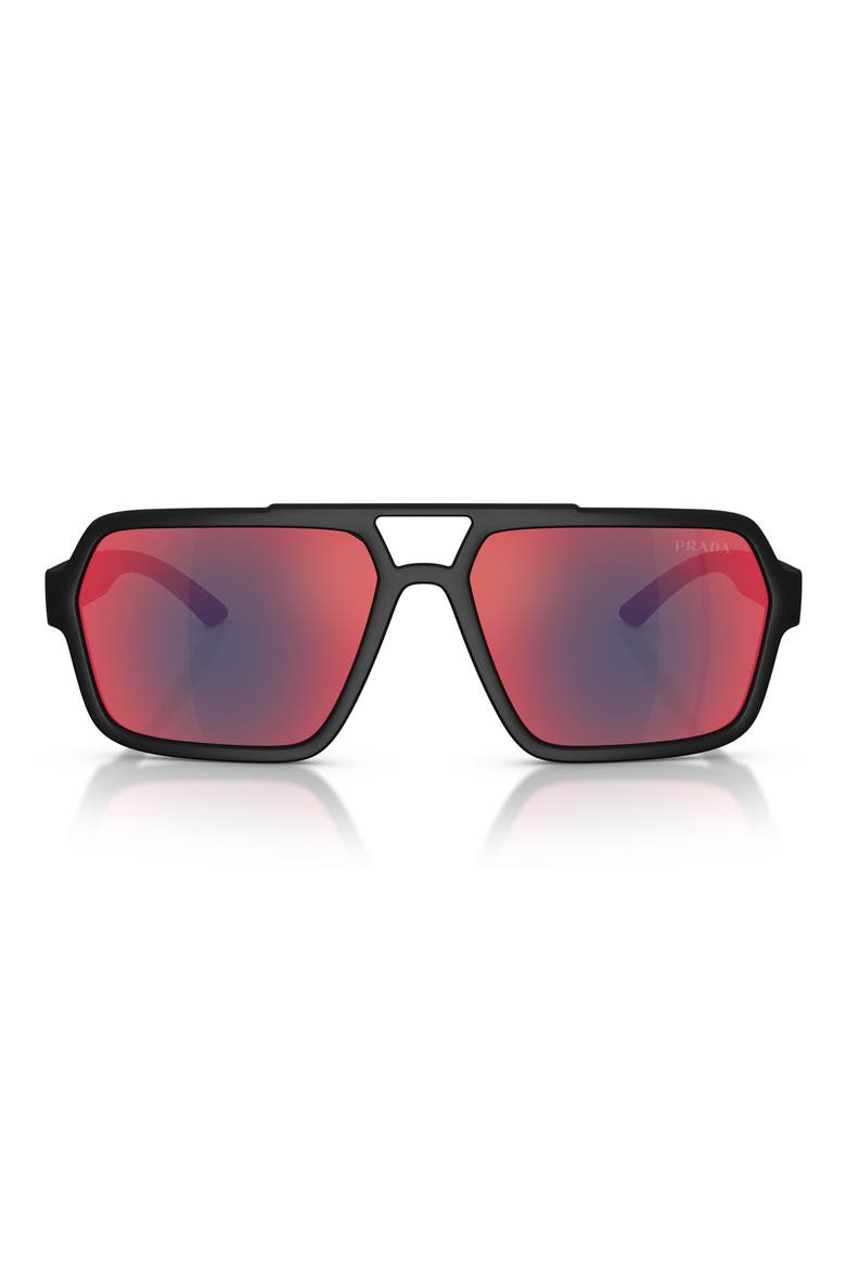59mm Pilot Sunglasses, Main, color, BLACK / DARK GREY BLUE/ RED