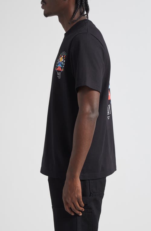 Casablanca Black Crewneck T-shirt With Logo Detail On The Front And Maxi Logo Print On The Rear In Black