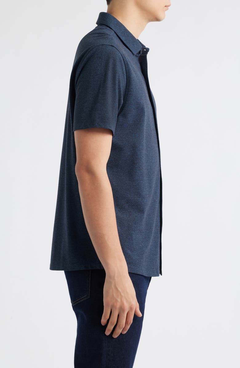 Robert Barakett Harker Short Sleeve Knit Button-Up Shirt, Alternate, color, Navy