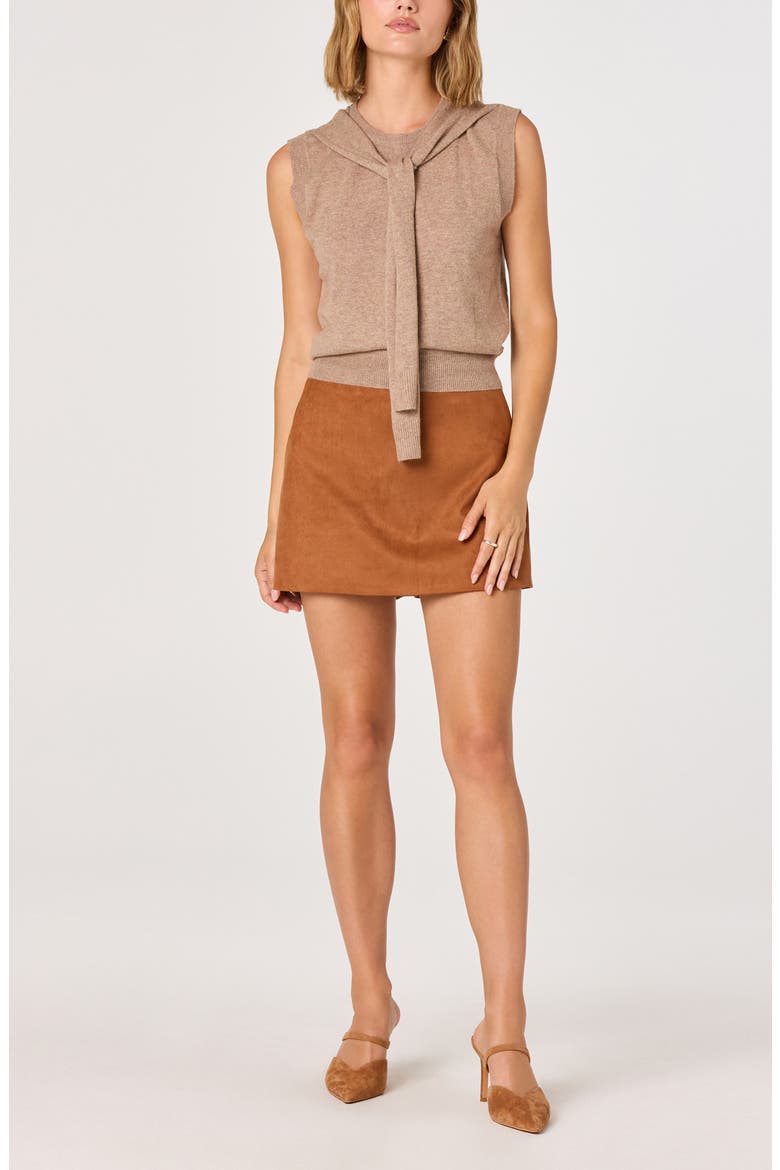 Scarf Tie Sleeveless Sweater, Alternate, color, NATURAL