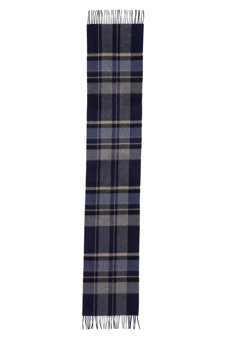 Plaid Cashmere Scarf, Alternate, color, NAVY