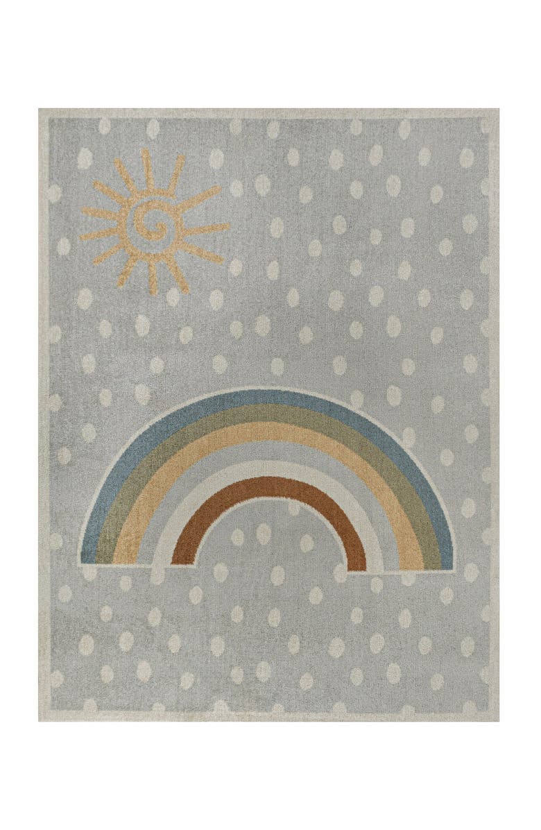 JONATHAN Y Minha Rainbow Dot Modern Machine-Washable Area Rug, Main, color, Gray/Ivory/Yellow