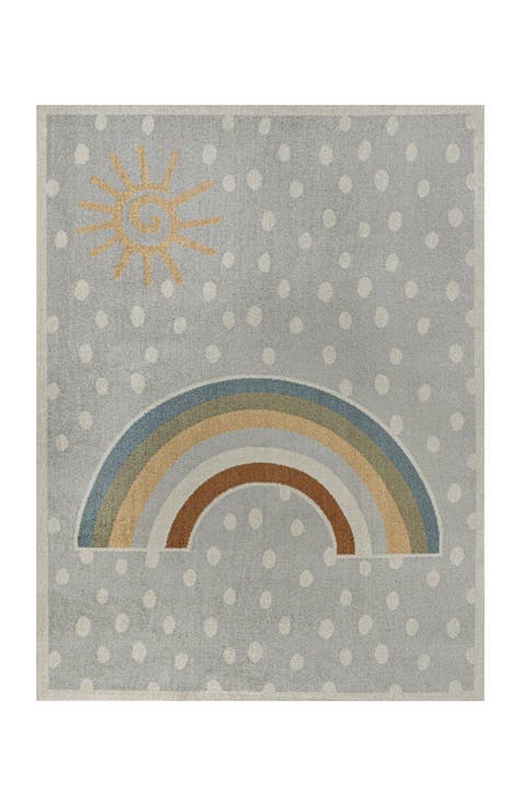 Minha Rainbow Dot Modern Machine-Washable Area Rug