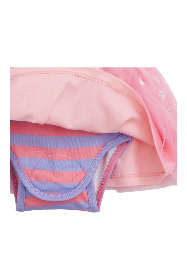 Shell Pink Stripe Flutter Sleeve Dress, Alternate, color, PINK