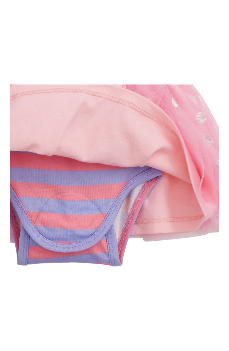 Magnetic Me Shell Pink Stripe Flutter Sleeve Dress, Alternate, color, 